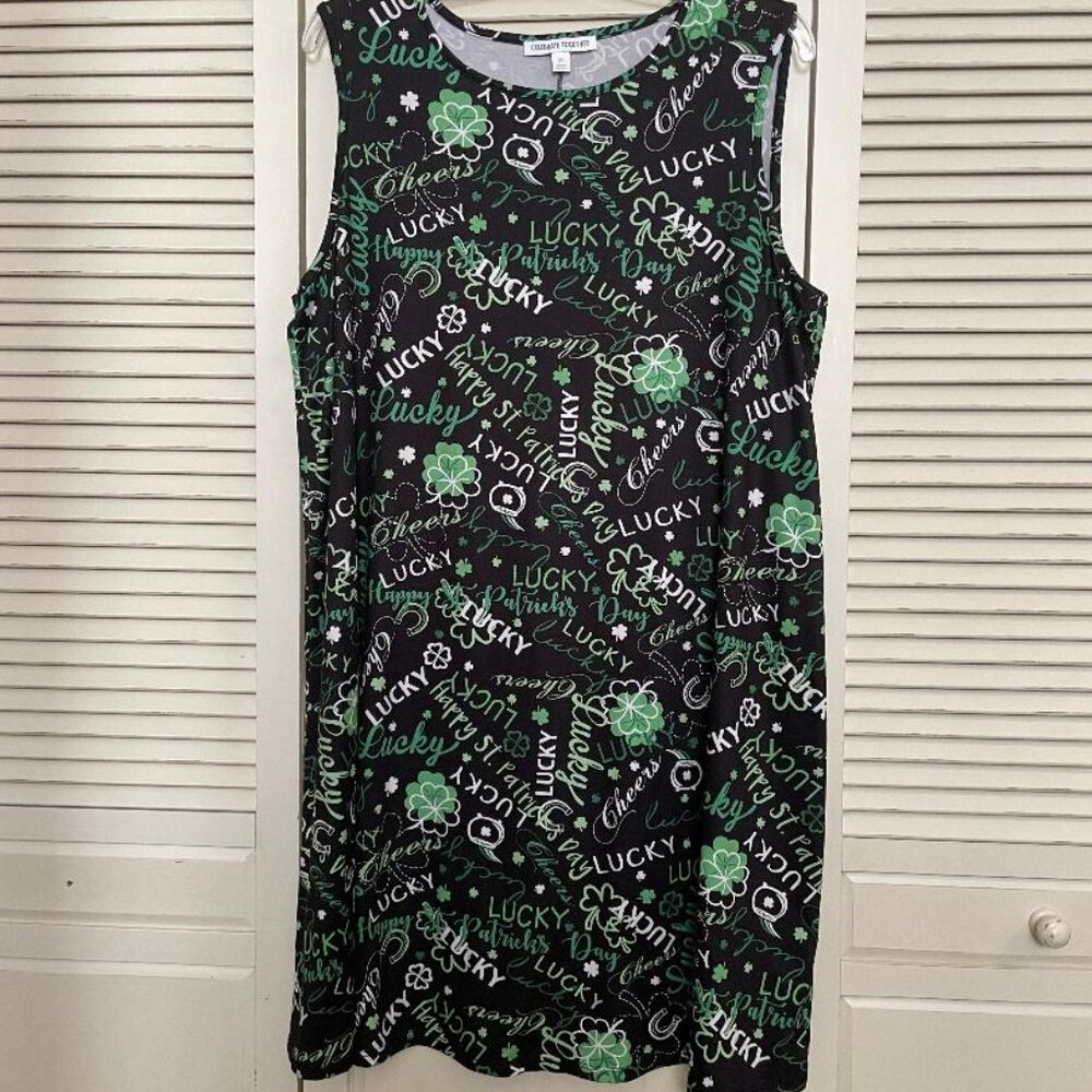 CELEBRATE TOGETHER St. Patrick's Day Shamrock Sleeveless Dress Size XL